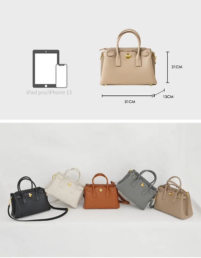 Sac à main d'épaule en cuir véritable de luxe pour femme avec forme trapèze